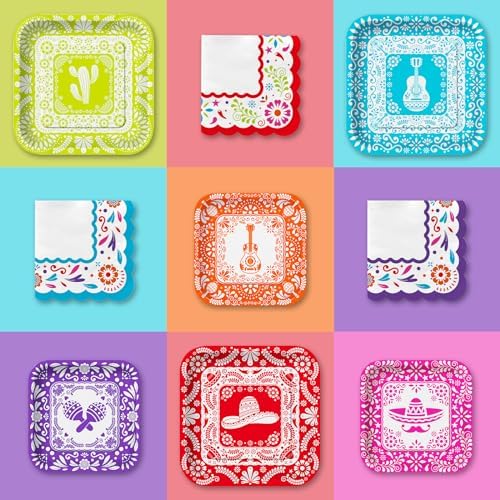 Fiesta Party Supplies Kit for 48 Mexican Celebration Plates Napkins Decor