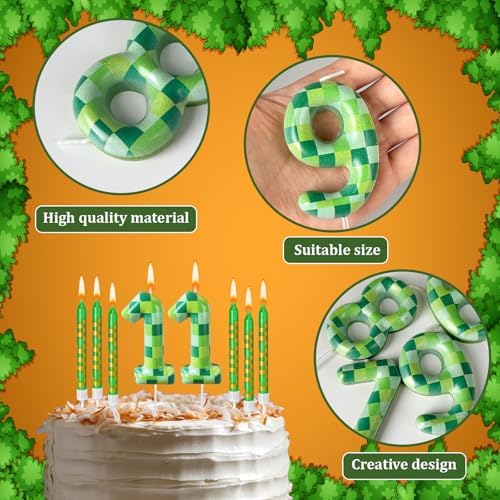 Zlongron 14 Piece Green Pixel Birthday Candles 1