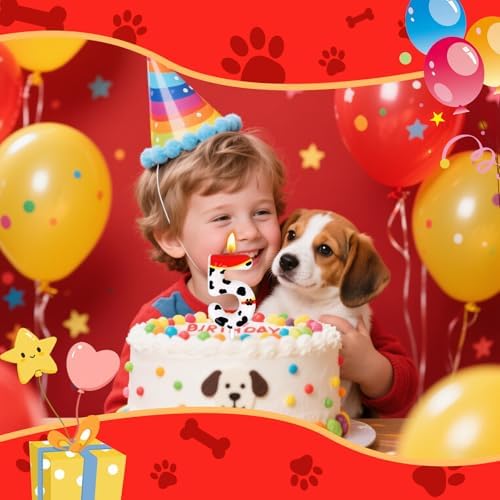Candsun Dog Paw Birthday Candles Number 5 Red