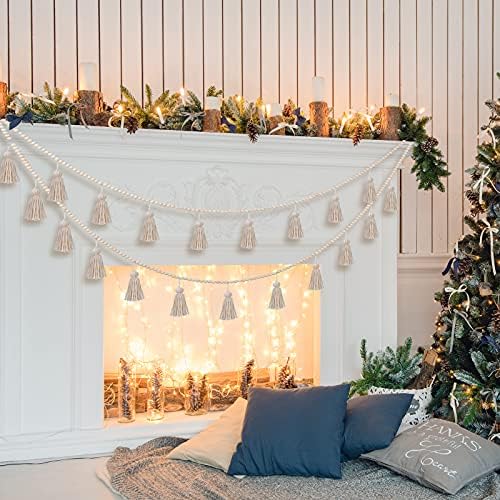 Boho Tassel Garland with Wooden Beads 98ft Wall Decor 1