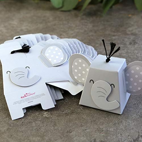 Kate Aspen Adorable Elephant Favor Box Set of 12 Grey Black