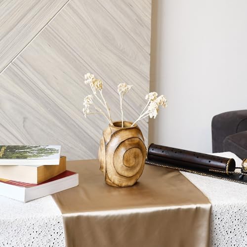 AeraVida Hand Carved Spiral Mango Wood Dry Vase