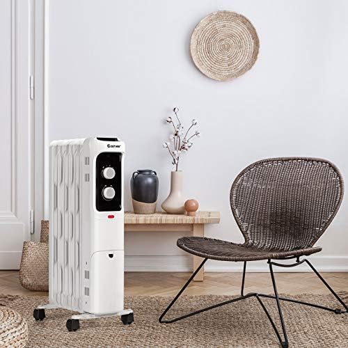 COSTWAY Oil Filled Radiator Heater 1500W 3 Heat Settings White