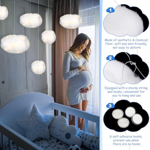 Tatuo 12 Pcs LED Clouds for Ceiling Decorations