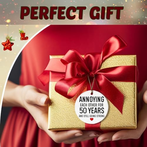 50th Anniversary Heart Shaped Ceramic Ornament