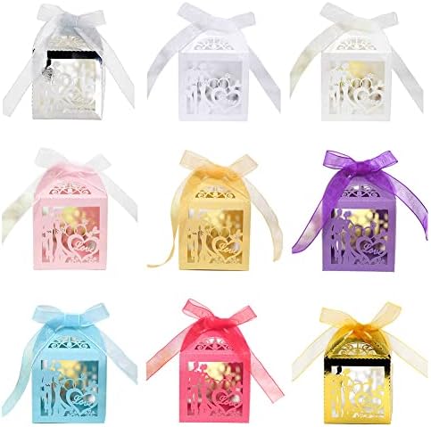 EUBUY 50PCS Hollow Candy Boxes for Wedding Favors