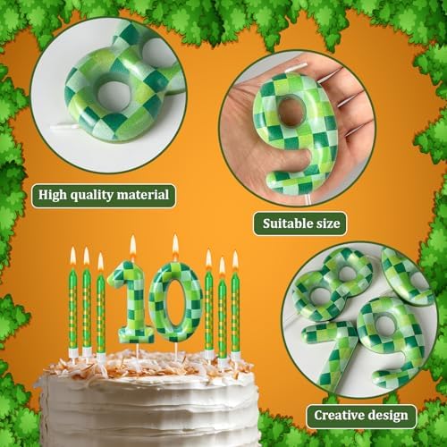 Zlongron 14 Piece Green Pixel Birthday Candles