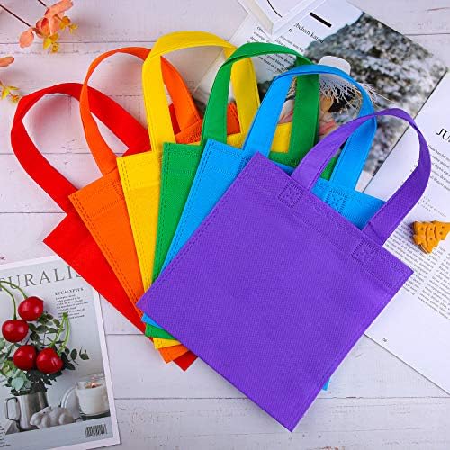 Elcoho 30-Piece Rainbow Non-Woven Tote Bag Set