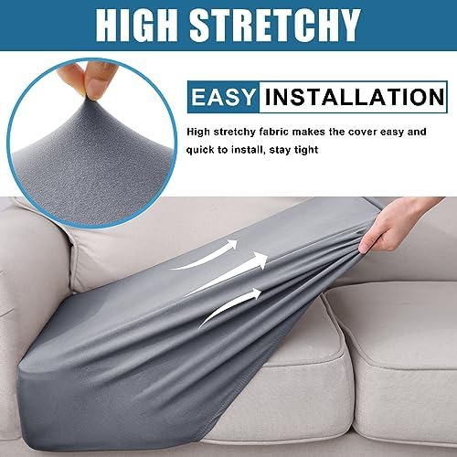 Smiry Waterproof Sofa Cushion Covers 3 Pack Grey 1