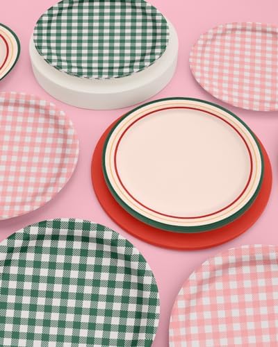 Xo Fetti Camp Gingham Paper Plates 24 Pack 9 Inch