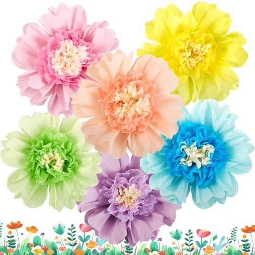 SUNBEAUTY 6PCS Large Pastel Tissue Paper Flowers Decor Set