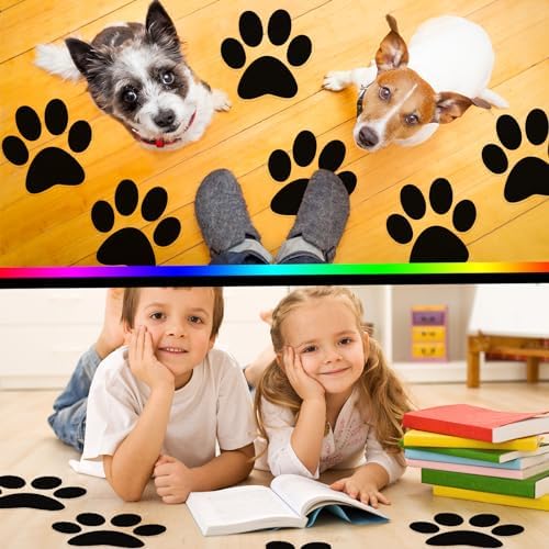 ReliThick 30 Pcs Large Paw Print Floor Decal Black
