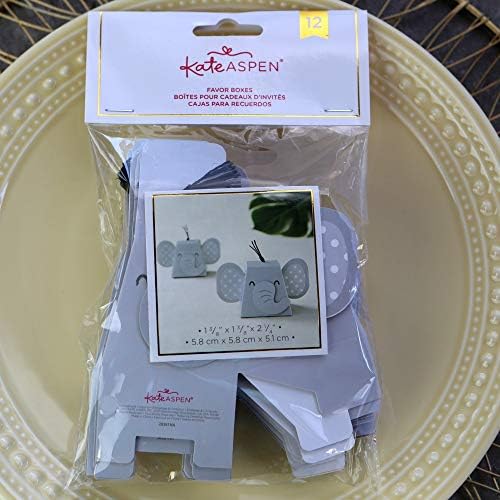 Kate Aspen Adorable Elephant Favor Box Set of 12 Grey Black