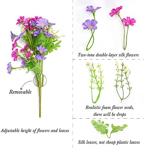 6 Bundles Outdoor Artificial Flowers for Decoration