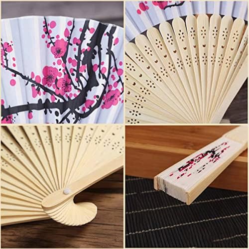 LEFTSTARER 12Pcs Cherry Blossom Folding Fan Decor