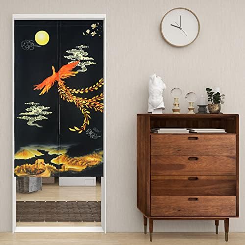 LIGICKY Traditional Golden Phoenix Doorway Curtain for Home and Kitchen
