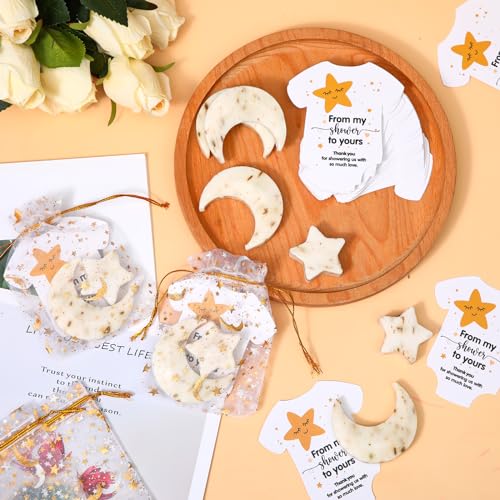 50 Set Baby Shower Favors Lavender Moon Star Soaps with Cards