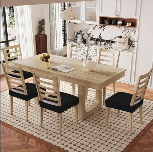 Smiry Waterproof Seat Covers Set of 4 for Dining Chairs Black