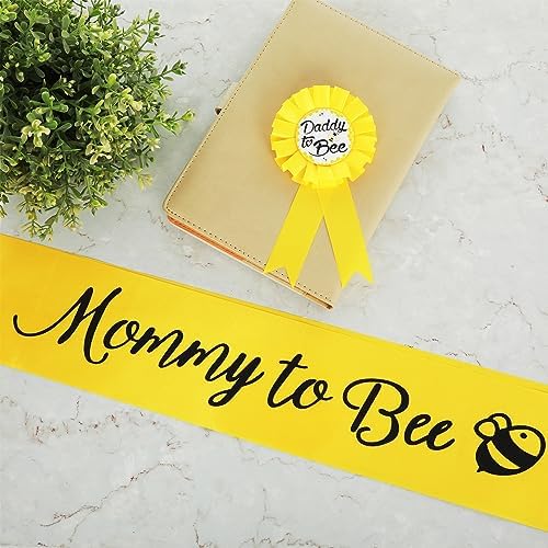 Grevosea Baby Shower Sash Badge Set for Mom and Dad