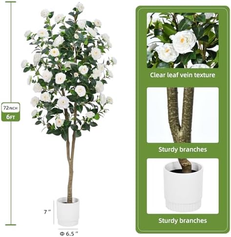 Artificial Camellia Tree 6FT Natural Faux Plants Indoor