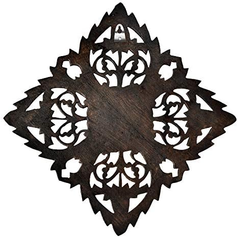 AeraVida Elegant Blossom Carved Teak Wood Wall Art