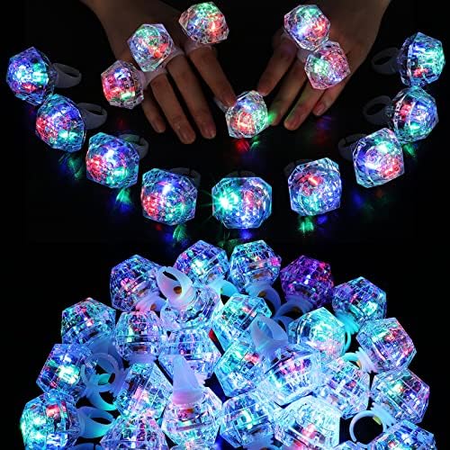 Vicenpal 50-Pack Flashing LED Light Up Ring Decorations