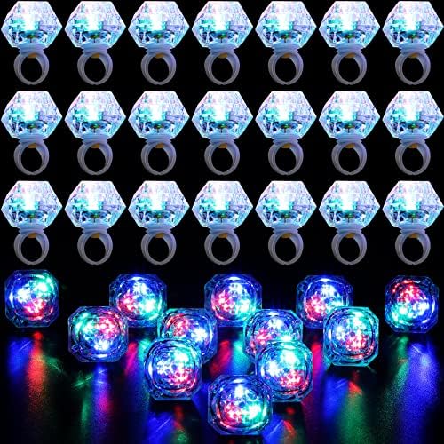 Vicenpal 50-Pack Flashing LED Light Up Ring Decorations