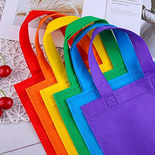 Elcoho 30-Piece Rainbow Non-Woven Tote Bag Set