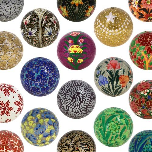 Set of 18 Paper Mache Decor Balls - Handmade Party Ornaments