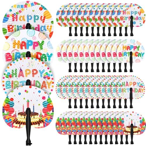 Taiyin 48 Pack Birthday Paper Fans for Summer Parties