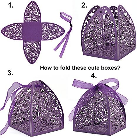 KPOSIYA 70pcs Laser Cut Rose Candy Boxes Wedding Favor
