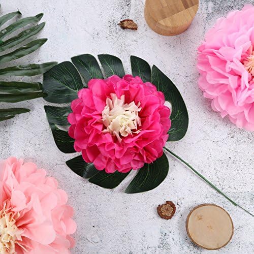 Gejoy 12 Piece Pink Paper Flowers Pom Poms DIY Decor