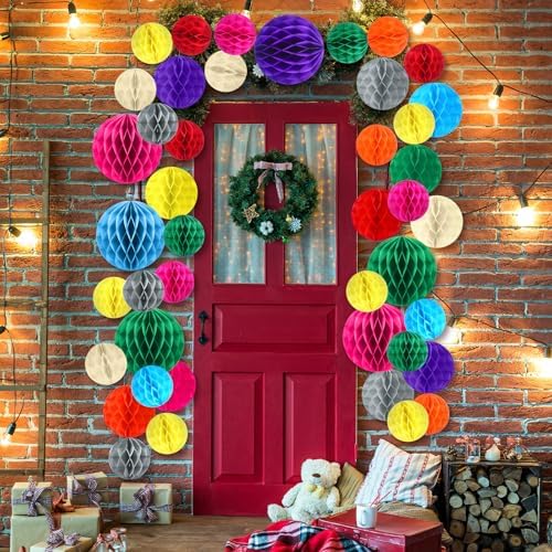 Geyoga 31 Pcs Honeycomb Balls Decorations Set