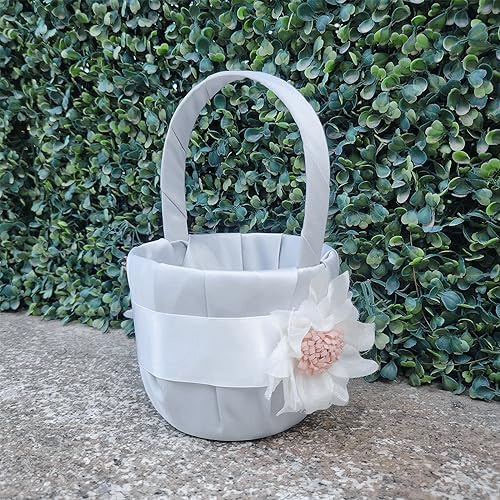 DESUNESS Wedding Flower Girl Baskets Creamy White
