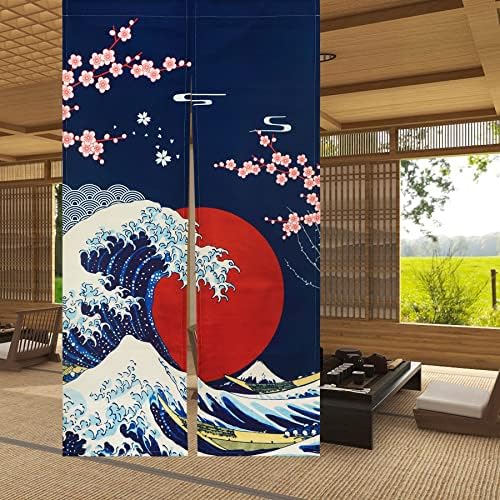 LIGICKY Noren Door Curtain Ukiyoe The Great Wave Art Design
