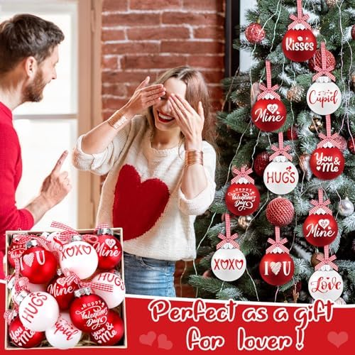 Hotop 18 Pcs Valentines Day Ball Ornament Set