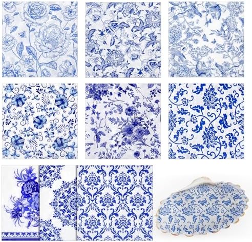 Crtiin 36 Pack 9 Styles Decoupage Napkins Assorted Floral