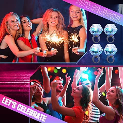 Vicenpal 50-Pack Flashing LED Light Up Ring Decorations