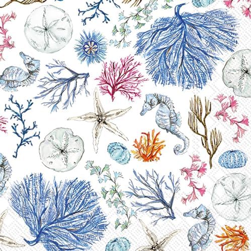 IHR Ideal Home Cocktail Napkins 5 x 5 Blue Coastal 20-Count