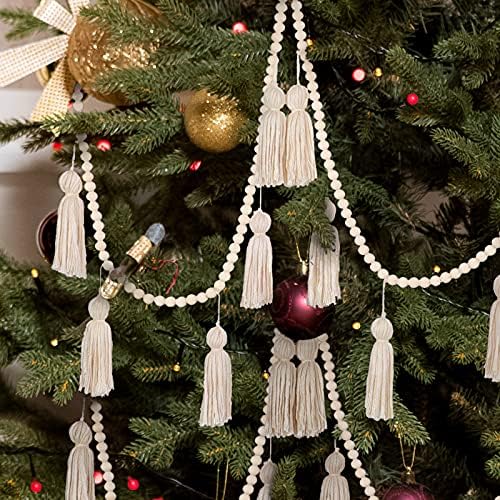 Boho Tassel Garland with Wooden Beads 98ft Wall Decor 1
