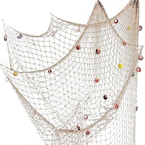 Rosoz Nature Fish Net Wall Decor with Shells