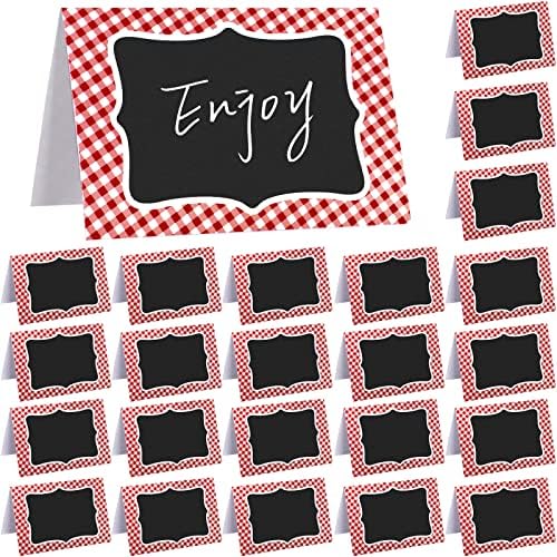 TaoBary 24 Pcs Red Gingham Picnic Decoration Signs