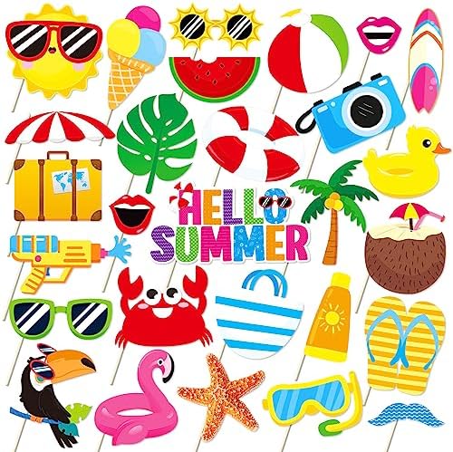 Summer Pool Beach Photo Booth Props 30 Pack