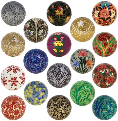 Set of 18 Paper Mache Decor Balls - Handmade Party Ornaments