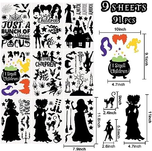 Hocus Pocus Halloween Window Clings Set 91pcs