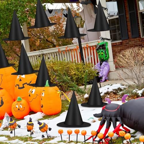 12 Piece Halloween Witch Hats with Hanging Cord