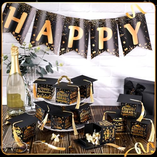100 Pcs Graduation Candy Boxes with Tassels