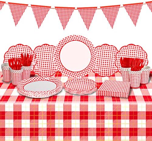 Gatherfun Gingham Party Supplies Set of 25