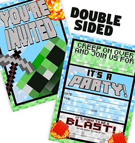 Pixel Party Double Sided Invitations 12ct 1