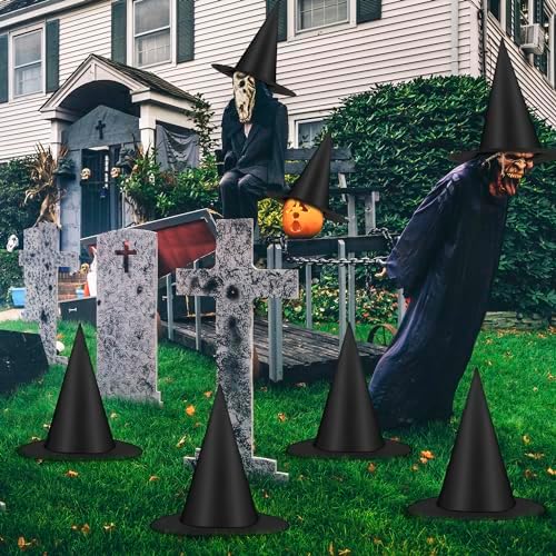 12 Piece Halloween Witch Hats with Hanging Cord